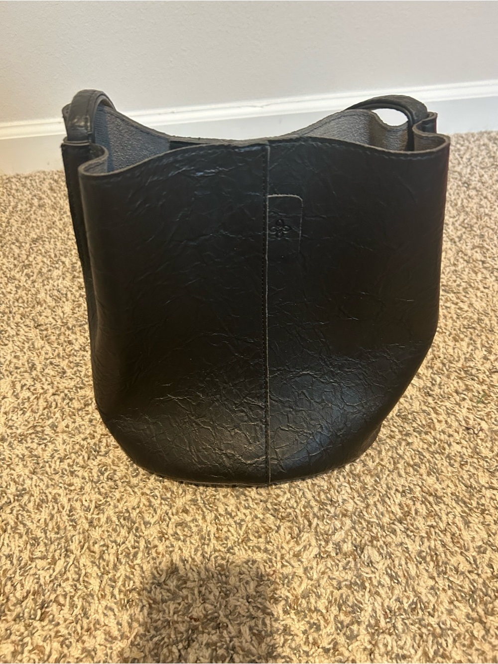 Black Leather Bucket Purse